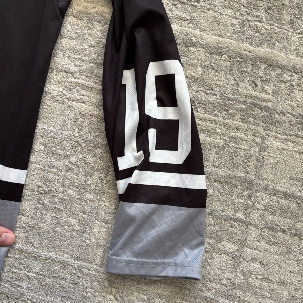 Vintage Champion Hockey Jersey Mens 44 Large Big C Logo #19 Black Mesh - Picture 5 of 6